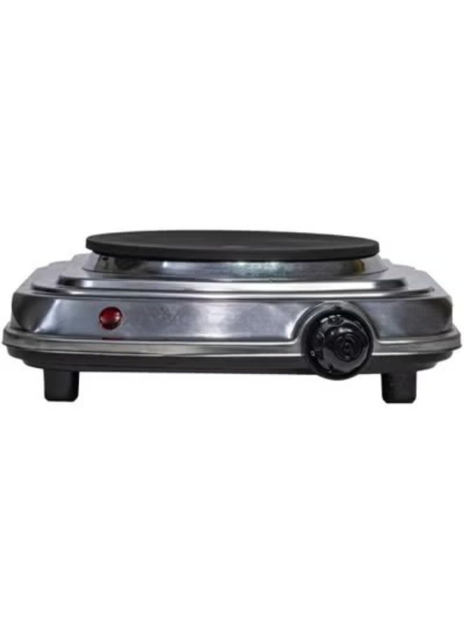 موقد كهربائي شعلة واحدة بقدرة 1000 واط مع هيكل من الفولاذ المقاوم للصدأ بالكامل، سخان كهربائي بقرص تحكم في الحرارة ومصباح مؤشر، تصميم متين بضمان لمدة عام للمنازل والمكاتب - فضي - Image 3